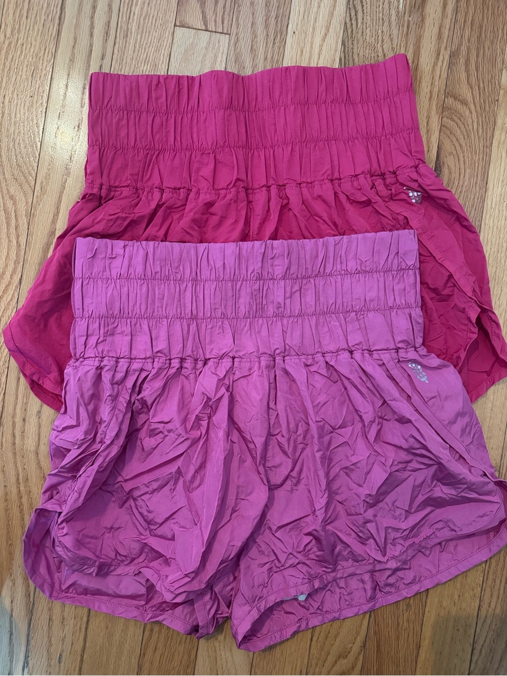 Free People Dual Pink Smocked Athletic Shorts Duo